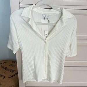BNWT Banana Republic Women's Cream Ribbed Button-Down Shirt